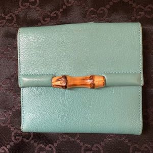 Authentic Gucci Bamboo Wallet in Turquoise